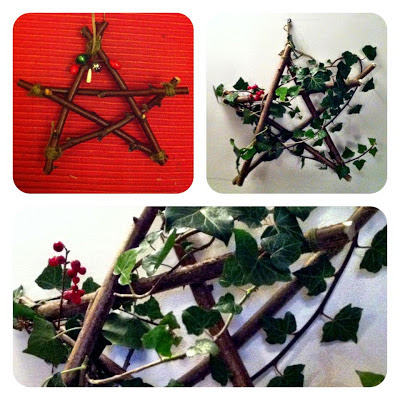 Homemade wooden Christmas star decoration